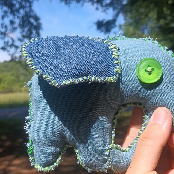 Handcrafted Denim Elephant Plush - Picture 7 of 7